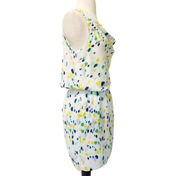 Axara Paris Dress 100% Silk Size 42 White Multicolor Cowl Neck Sleeveless Y2K - Picture 7 of 13